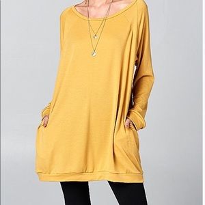Mustard pocket tunic dress